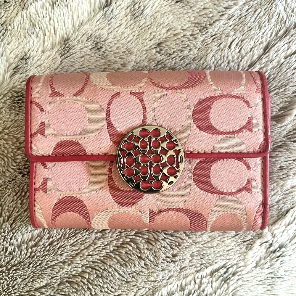 Coach Authentic Pink Wallet Monogram Vintage Rose New!